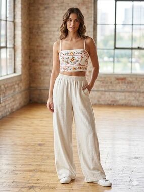 Forever 21 white embroidered crop top